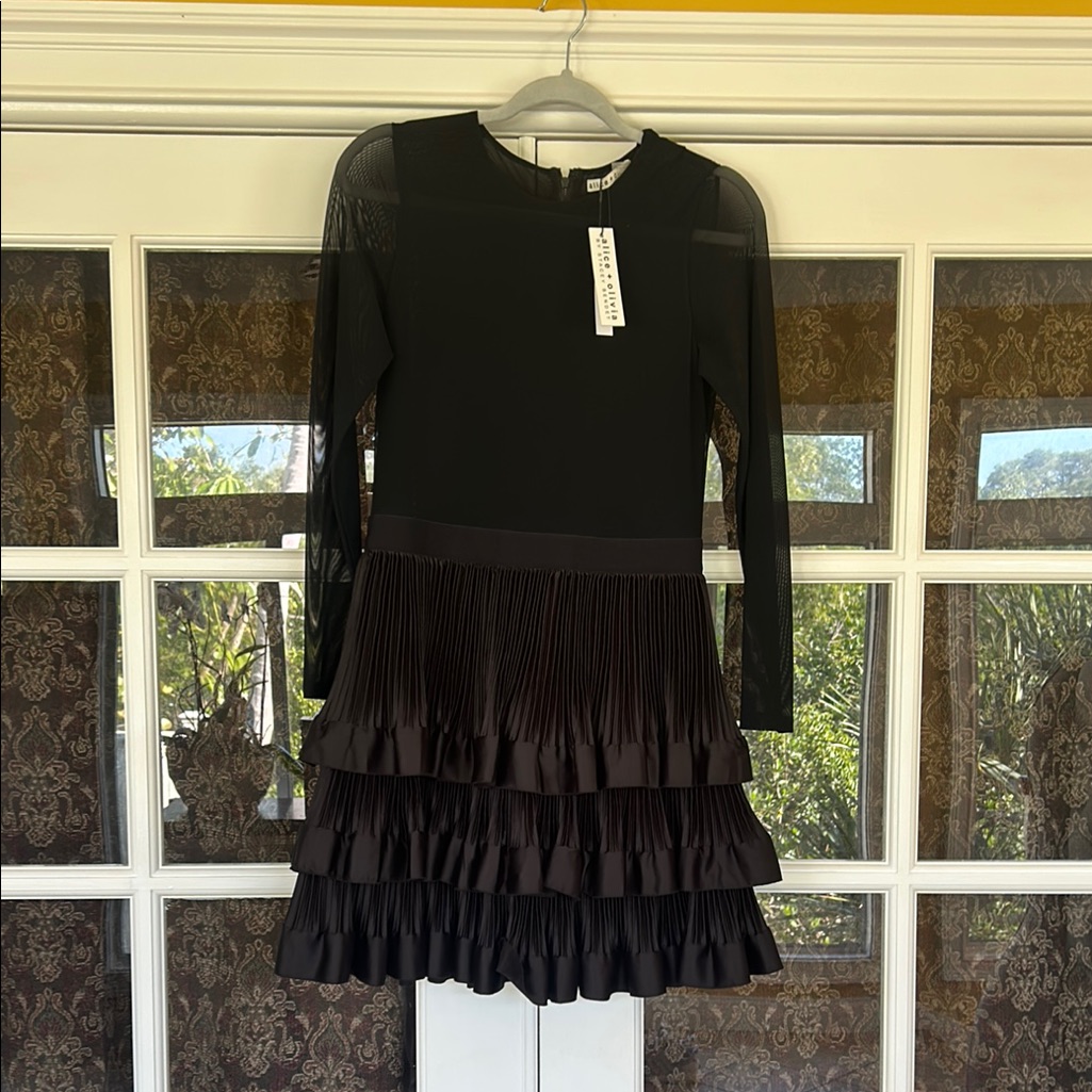Alice And Olivia Pleated Ruffle Dress